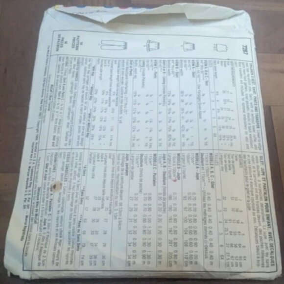 McCall's 1980 pattern Girls' Skirt Vest Pants Transfer 7287 Sz 2 - Picture 2 of 2